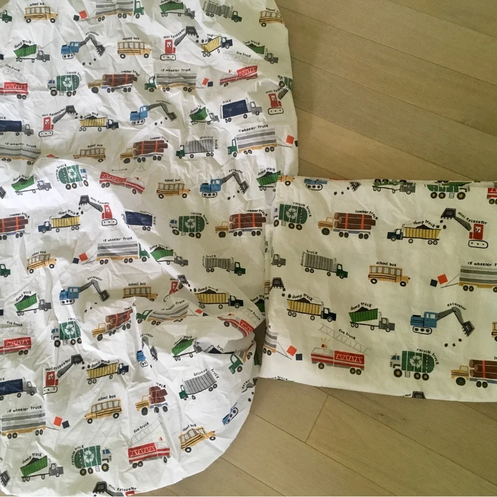 Pottery barn busy trucks organic sheet set
